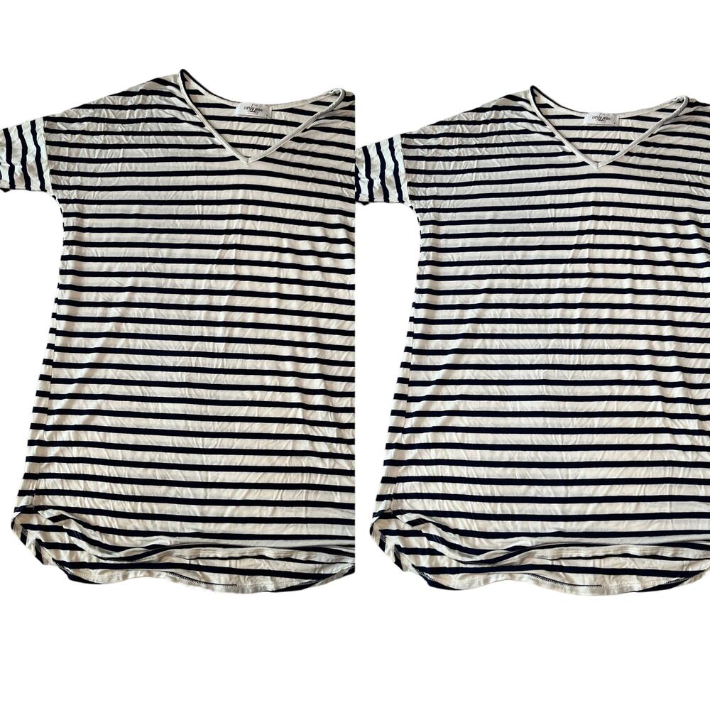 CJLA‎ Tunic Tees, Striped White/Navy/Black Bundle 2, Maternity Capsule Wardrobe